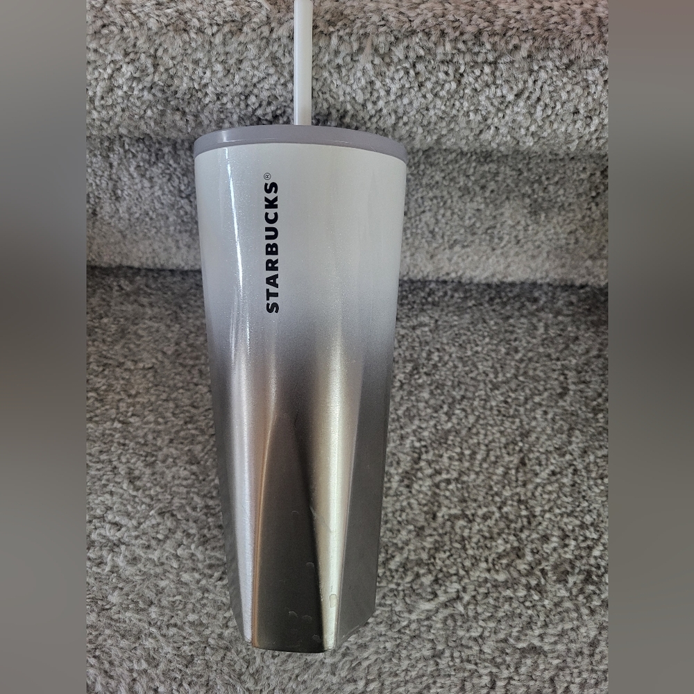 Starbucks Silver Tumbler with Straw
